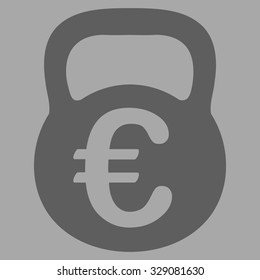 Euro Weight vector icon. Style is flat symbol, dark gray color, rounded angles, silver background.