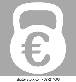Euro Weight vector icon. Style is flat symbol, white color, rounded angles, silver background.
