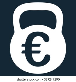 Euro Weight vector icon. Style is flat symbol, white color, rounded angles, dark blue background.