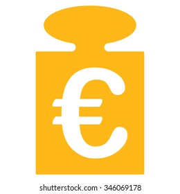 Euro Weight vector icon. Style is flat symbol, yellow color, rounded angles, white background.