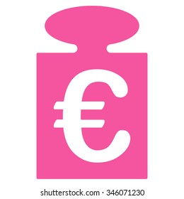 Euro Weight vector icon. Style is flat symbol, pink color, rounded angles, white background.