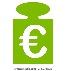 Euro Weight vector icon. Style is flat symbol, eco green color, rounded angles, white background.