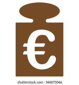 Euro Weight vector icon. Style is flat symbol, brown color, rounded angles, white background.