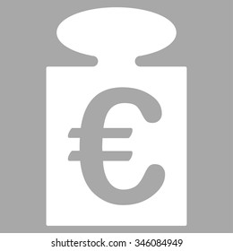 Euro Weight vector icon. Style is flat symbol, white color, rounded angles, silver background.