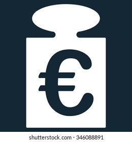 Euro Weight vector icon. Style is flat symbol, white color, rounded angles, dark blue background.