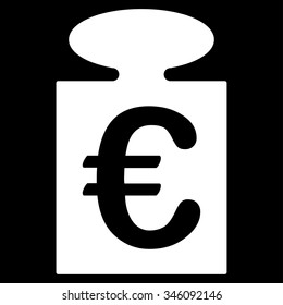 Euro Weight vector icon. Style is flat symbol, white color, rounded angles, black background.
