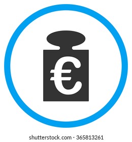 Euro Weight vector icon. Style is bicolor flat circled symbol, blue and gray colors, rounded angles, white background.