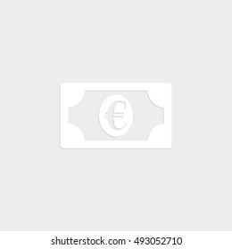 euro - white vector  icon with shadow
