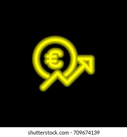 Euro yellow glowing neon ui ux icon. Glowing sign logo vector