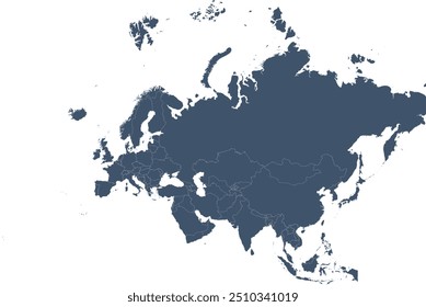 Euroasia map with two continents in WGS 1984 Web Mercator projection