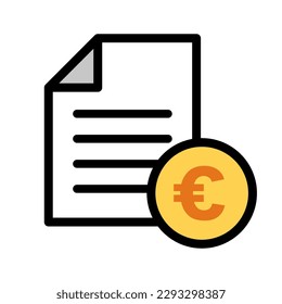 Eurocoin and accounting document. Vector.