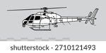 Eurocopter AS355 Ecureuil 2. Vector drawing of light utility helicopter. Side view. Image for illustration and infographics.