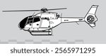 Eurocopter EC120 Colibri. Vector drawing of light utility helicopter. Side view. Image for illustration and infographics.