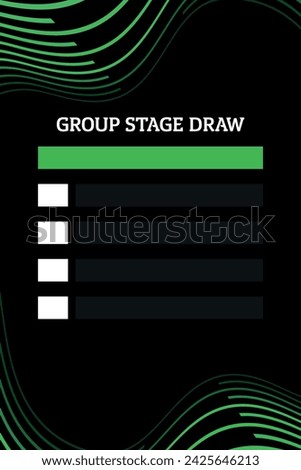 Europa conference league football group stage draw vector empty template with green lines on a black background.