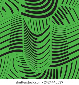 Europa conference league football vector square seamless pattern or texture with black rounded lines on a green background. Sport wallpaper.