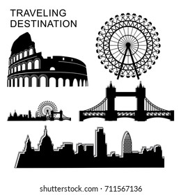 Europa destination place for touris silhouette vector image use for graphic design property 