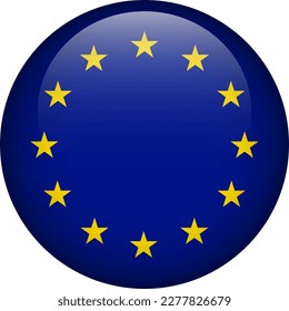 Europa flag button. Emblem of European Union. Vector flag, symbol. Colors and proportion correctly.