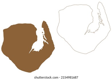 Europa island (French Republic, France, Indian Ocean, Mozambique Channel) map vector illustration, scribble sketch Nosy Ampela map