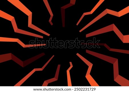 Europa league football soccer competition design converging orange curved lines towards the center on black vector rectangular background. Empty backdrop for team club logo.