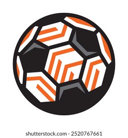 Ícone de bola de futebol vetorial com linhas laranja. Símbolo internacional de balão da segunda equipe da liga europeia de futebol.