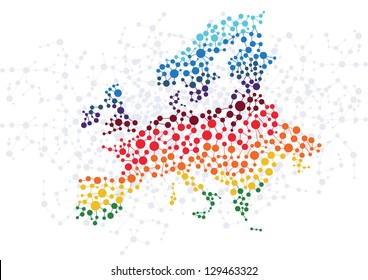 Europe abstract background with dot connection vector