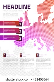 Europe abstract map a4 page, flyer, banner, brochure, infographic design. Business poster. Vector illustration.