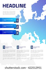 Europe abstract map a4 page, flyer, banner, brochure, infographic design. Business poster. Vector illustration.