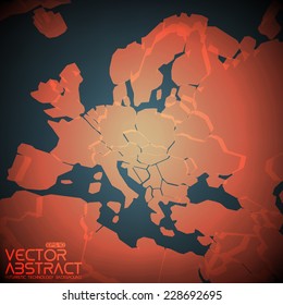 Europe abstract map.  Vector background. Futuristic style card. Elegant background for business presentations. Lines, point, planes in 3d space.