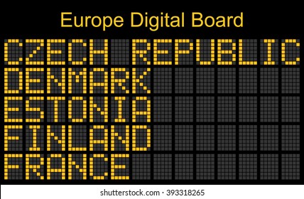 Europe airport digital boarding for Czech republic-Denmark-Estonia-Finland-France