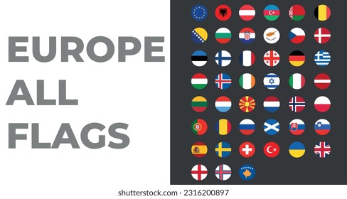 Europe all flags country graphic element Illustration template design
