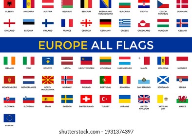 Europe All Flags Vector - Editable flag
