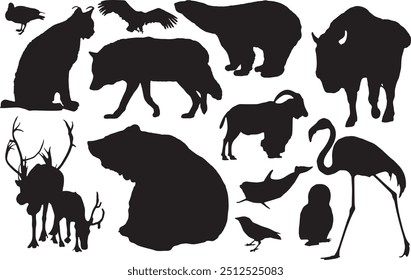 europe animals isolated vector silhouette