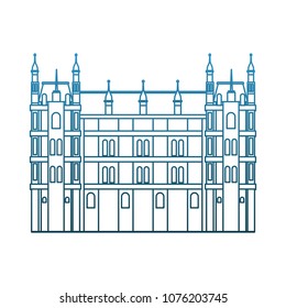 Europe antique building on blue lines