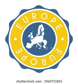 Europe Badge Map Vector Seal. National Symbol Country Stamp Design Icon Label. 