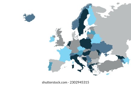 Europe blank map. Europe map with isolated countries. Europe map isolated on white background. . Vector illustration