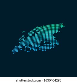 Europe blank map vector . Europe digital map template . Europe silhouette . black map . Colorful map of Europe . European flag . Euro sphere dots globe surface