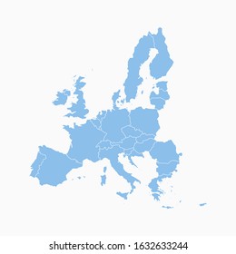 	
Europe Blue Color Map Icon Isolated EU European Union Countries Germany France Poland Spain Italy Great Britain Europe Countries Borders Vector illustration