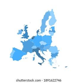Europe Blue Color Map Icon Isolated Vector Illustration