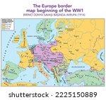 The Europe border map beginning of the World War I