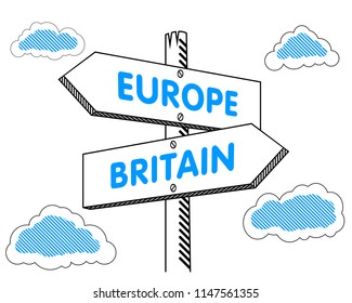 Europe, Britain brexit signpost