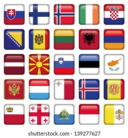 Europe Buttons Square Flags