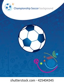 EUROPE Championship soccer brochure cover. European Championship Soccer Ball poster. Winner abstract blue dynamic background with soccer ball icon logo design. Template football leaflet Vector layout
