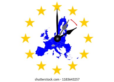 Europe Clock Change Map of Europe with Dial