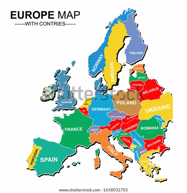 Europe Map Europe Map Europe Color Map Illustration Map Europe Stock Vector (Royalty Free)  1658032705 | Shutterstock