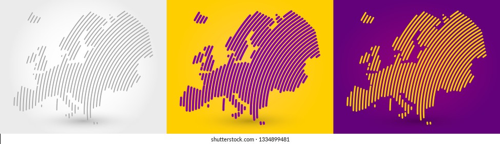Europe. colorful striped map