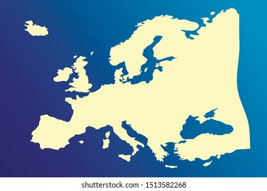 Europe colorful vector map silhouette