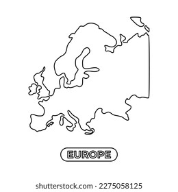 Europe continent blind map outline icon, vector illustration symbol template in trendy style. Editable graphic resources for many purposes.