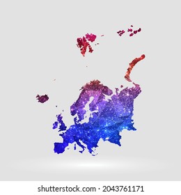 Europe Continent map background in polygonal style. Vector illustration low poly colorful Europe Continent map of isolated. Vector EPS 10