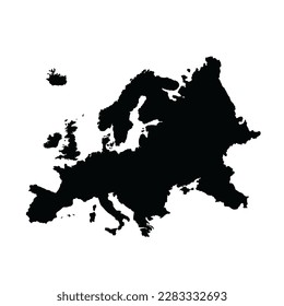 Europe continent map. Black map of europe.