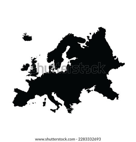 Europe continent map. Black map of europe.